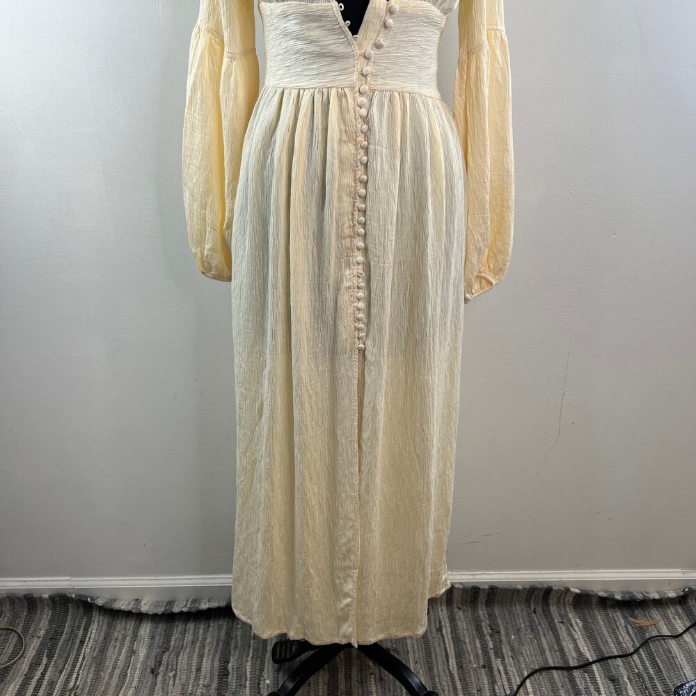 Commense Boho Lantern Beige Split Maxi Dress Plun… - image 4